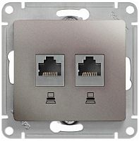 Розетка компьютерная без рамки Systeme Electric Glossa 2-м. RJ45+RJ45 5e платина картинка